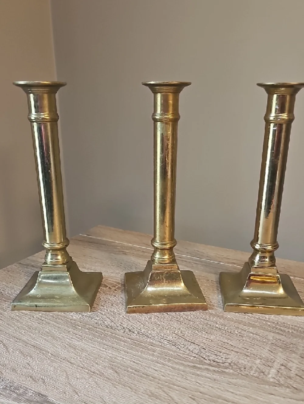 Brass Column Candlestick Set - Gold Finish
